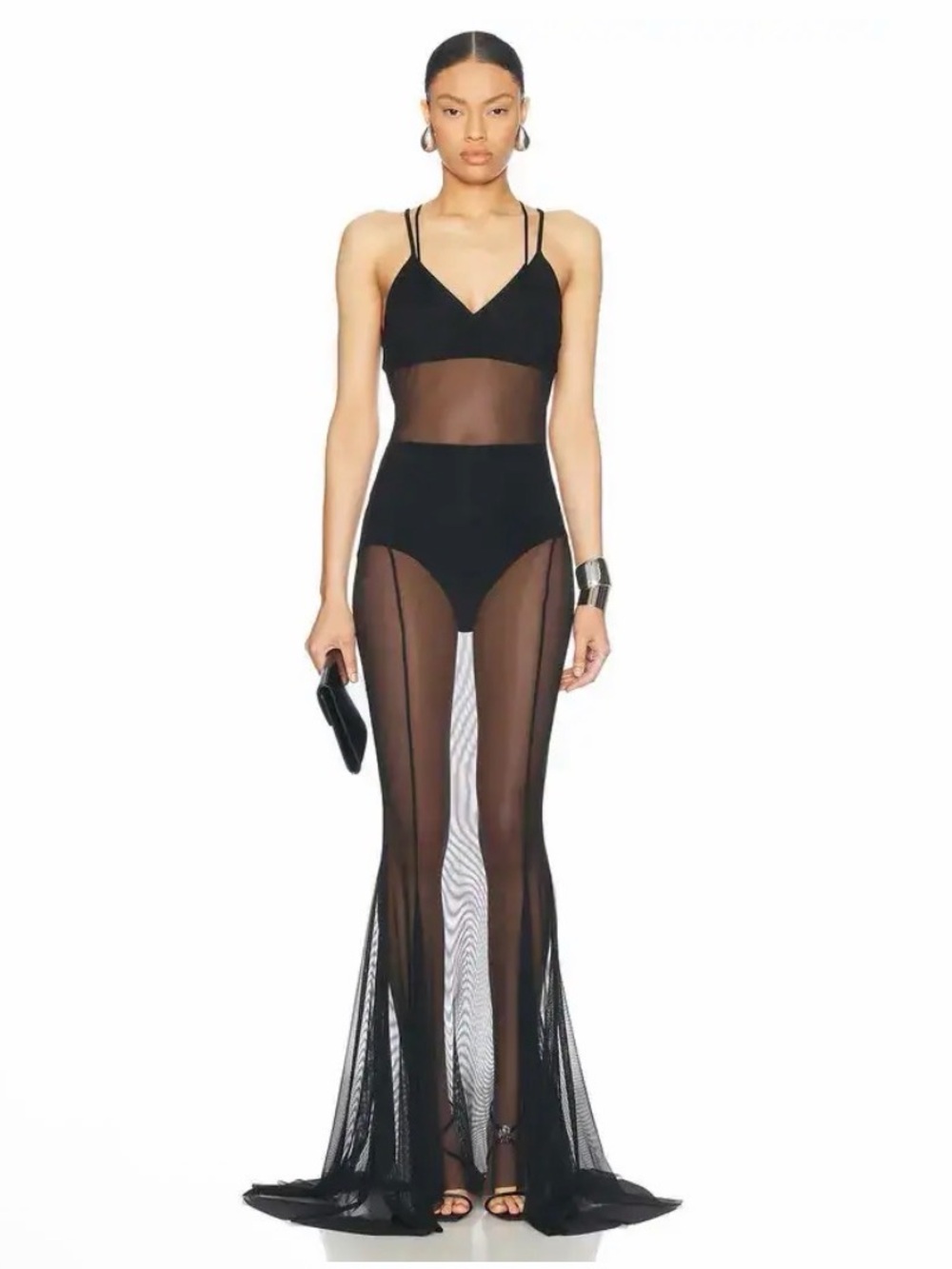 Norma Kamali Neon Green LOWBACK SLIP MERMAID FISHTAIL GOW